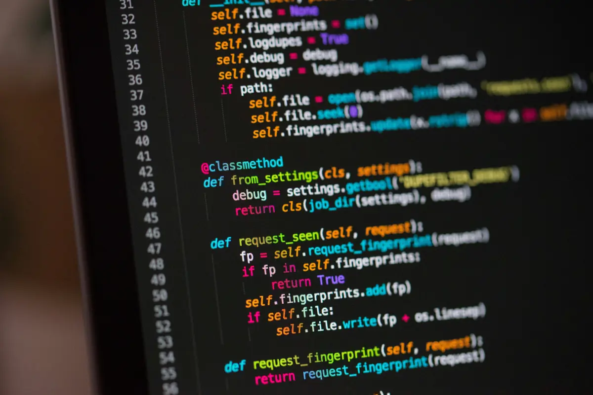 Lines of different coloured code on a computer screen