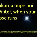 Takurua hūpē nui. Winter, when your nose runs. thumbnail