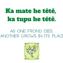 Ka mate he tētē, ka tupu he tētē. As one frond dies, another grows in its place. thumbnail